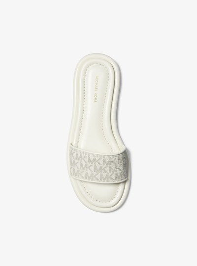 Dana Signature Logo Slide Sandal in VANILLA | Michael Kors