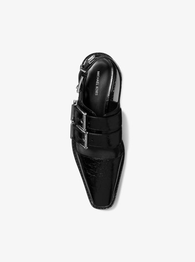 Darrington Crackled Patent Leather Slingback Loafer in BLACK | Michael Kors