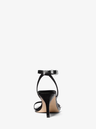 Darrington Crackled Leather Sandal in BLACK | Michael Kors