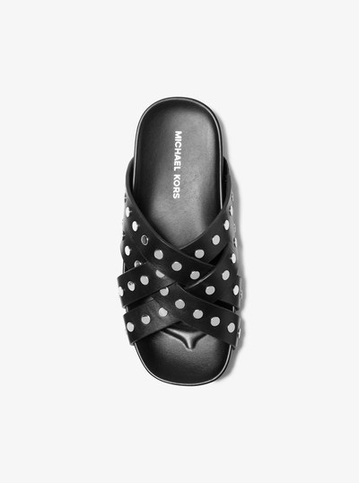 Irene Studded Leather Flat Sandal in BLACK | Michael Kors