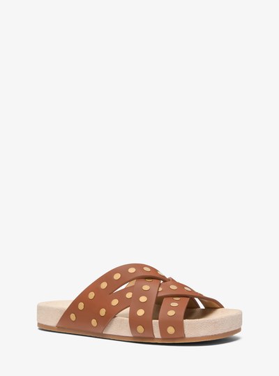 Irene Studded Leather Sandal in LUGGAGE | Michael Kors