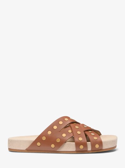 Irene Studded Leather Sandal in LUGGAGE | Michael Kors