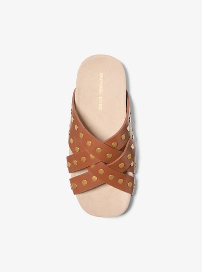 Irene Studded Leather Sandal in LUGGAGE | Michael Kors