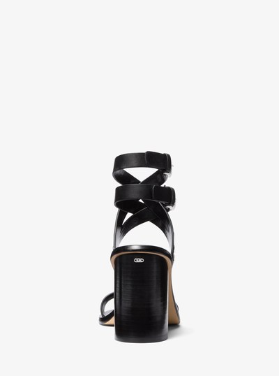 Irene Studded Leather Block Heel Sandal in BLACK | Michael Kors