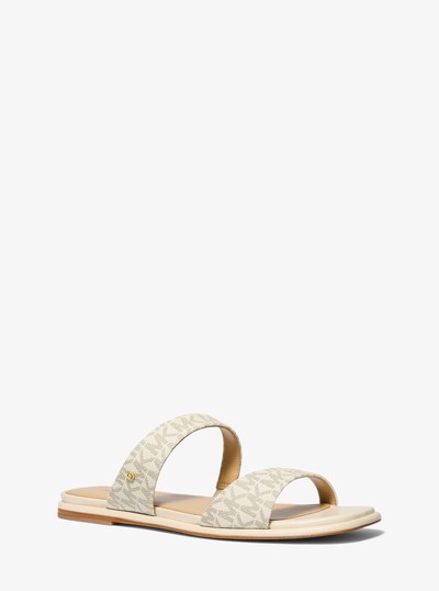 Jaida Signature Logo Flat Sandal in VAN/CREAM | Michael Kors