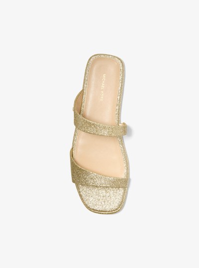 Jaida Glitter Embellished Leather Sandal in PALE GOLD | Michael Kors