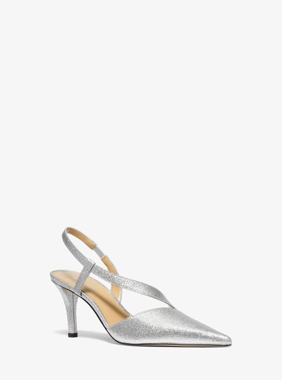 Jaida Glitter Embellished Leather Pump in SILVER | Michael Kors