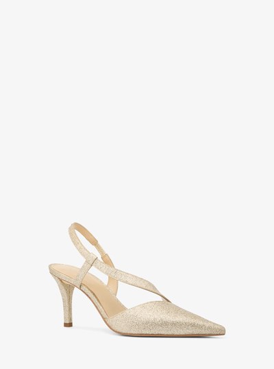 Jaida Glitter Embellished Leather Pump in PALE GOLD | Michael Kors