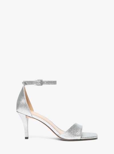 Jaida Metallic Leather Sandal in SILVER | Michael Kors