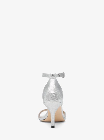 Jaida Metallic Leather Sandal in SILVER | Michael Kors