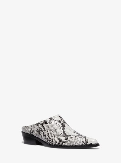 Nash Snake Embossed Leather Mule in ALUMINUM | Michael Kors