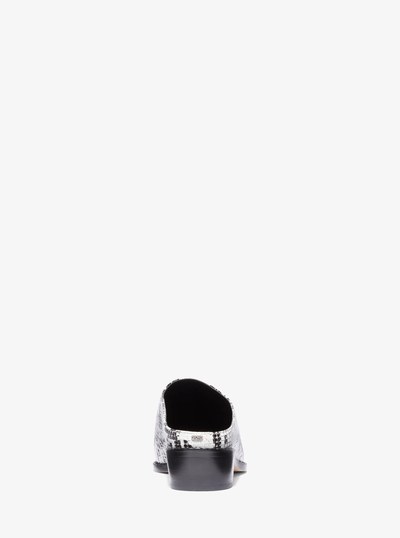 Nash Snake Embossed Leather Mule in ALUMINUM | Michael Kors