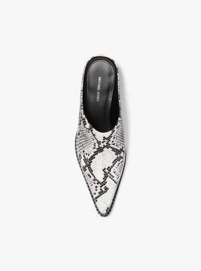 Nash Snake Embossed Leather Mule in ALUMINUM | Michael Kors