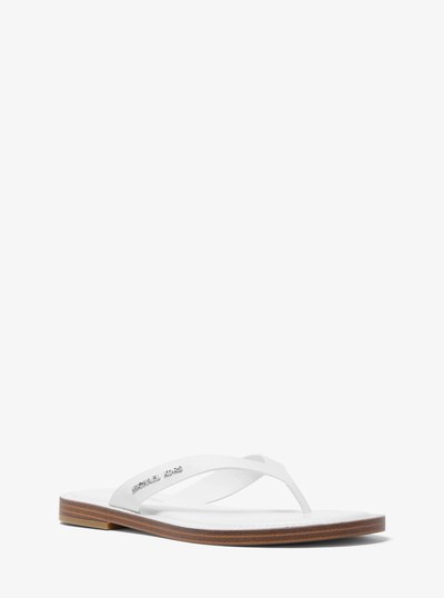 Koko Leather Flip Flop in OPTIC WHITE | Michael Kors