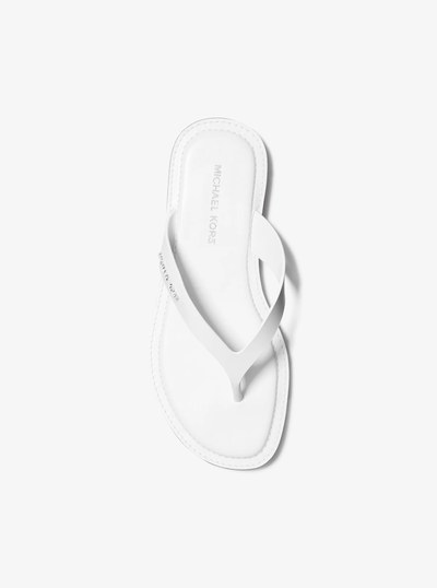 Koko Leather Flip Flop in OPTIC WHITE | Michael Kors