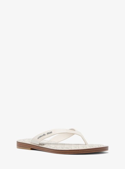 Koko Leather Flip Flop in LT CREAM | Michael Kors