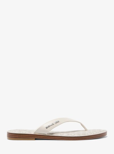 Koko Leather Flip Flop in LT CREAM | Michael Kors