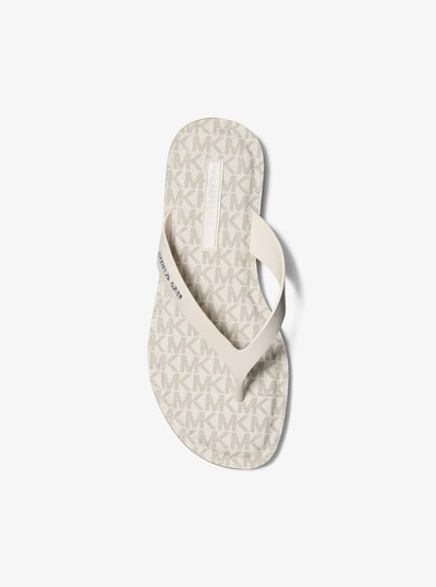Koko Leather Flip Flop in LT CREAM | Michael Kors