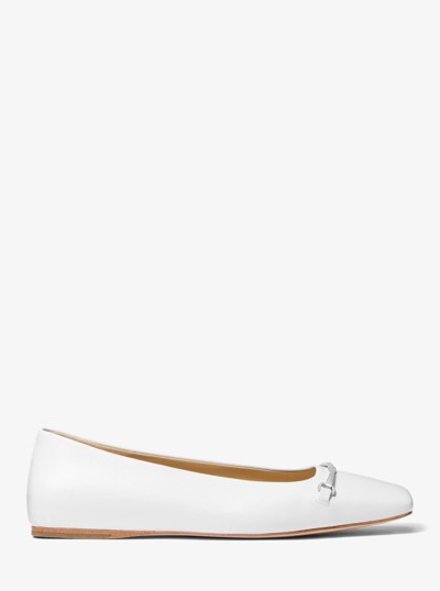 Lena Leather Ballet Flat in OPTIC WHITE | Michael Kors