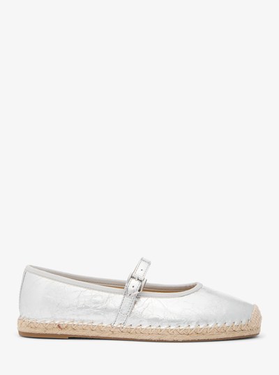 Lynn Metallic Leather Ballet Espadrille in SILVER | Michael Kors