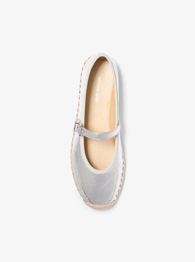 Lynn Metallic Leather Ballet Espadrille in SILVER | Michael Kors