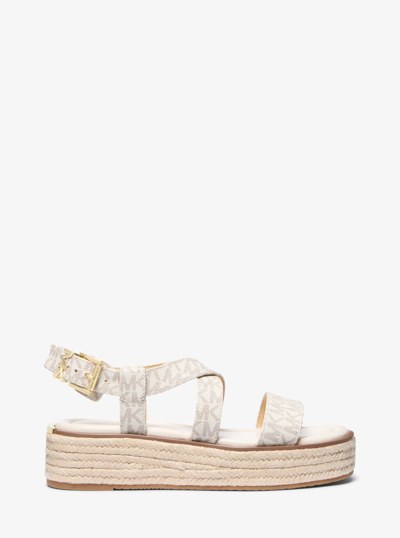 Lynn Signature Logo Platform Espadrille Sandal in VANILLA | Michael Kors