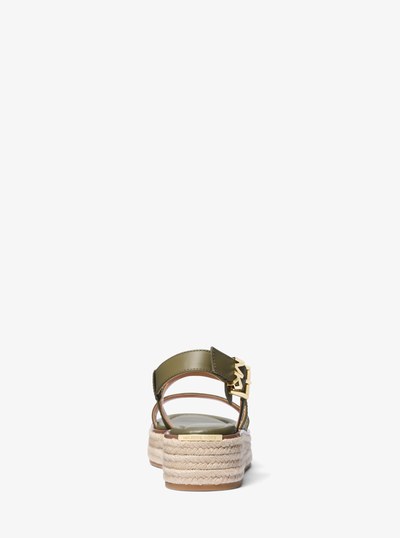 Lynn Leather Platform Espadrille Sandal in SAFARI GREEN | Michael Kors