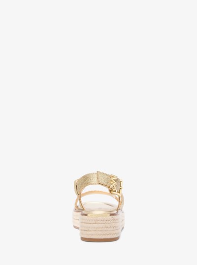 Lynn Metallic Leather Platform Espadrille Sandal in PALE GOLD | Michael Kors