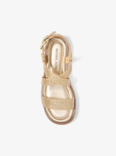 Lynn Metallic Leather Platform Espadrille Sandal in PALE GOLD | Michael Kors