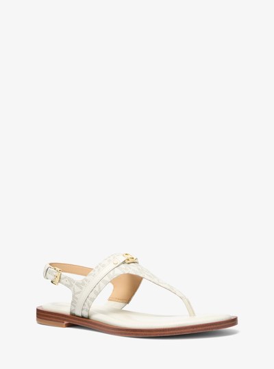 Mandy Signature Logo T-Strap Sandal in VAN/CREAM | Michael Kors