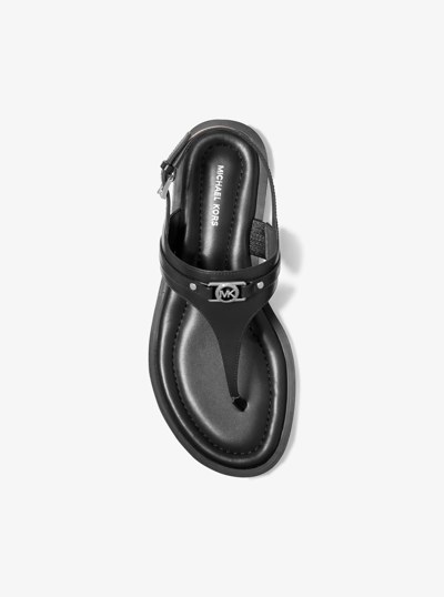 Mandy Leather T-Strap Sandal in BLACK | Michael Kors