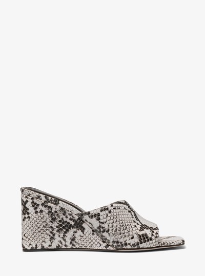 Merriam Snake Embossed Leather Wedge Sandal