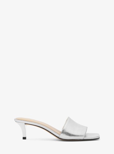 Merriam Metallic Leather Kitten Heel Sandal