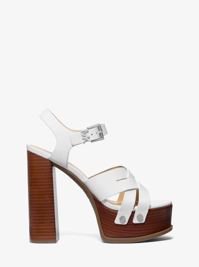 Nora Leather Platform Sandal in OPTIC WHITE | Michael Kors