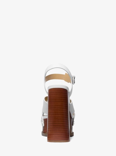 Nora Leather Platform Sandal in OPTIC WHITE | Michael Kors
