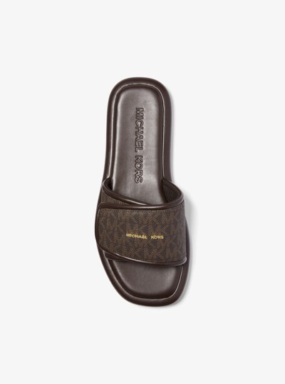 Suki Signature Logo Slide Sandal in BROWN | Michael Kors