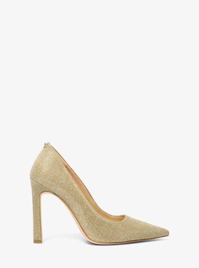 Amara Glitter Chain Mesh Mid Pump in PALE GOLD | Michael Kors