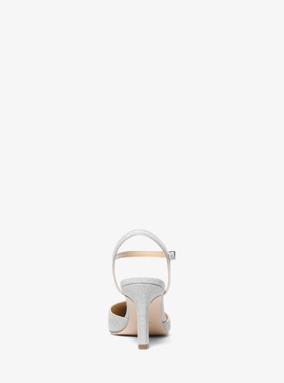Amara Glitter Chain Mesh Mid Pump in SILVER | Michael Kors