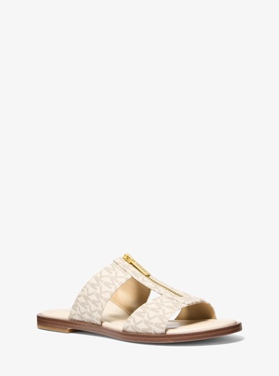 Berkley Signature Logo Slide Sandal in VANILLA | Michael Kors
