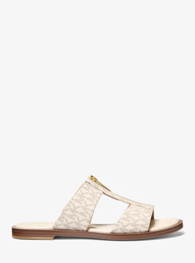 Berkley Signature Logo Slide Sandal in VANILLA | Michael Kors