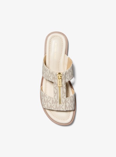 Berkley Signature Logo Slide Sandal in VANILLA | Michael Kors