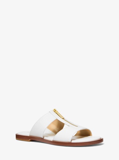 Berkley Leather Slide Sandal in OPTIC WHITE | Michael Kors