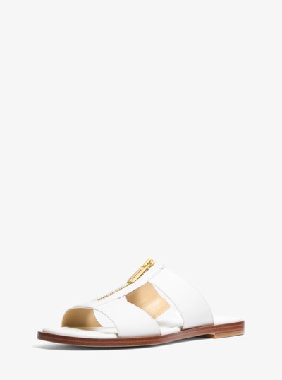Berkley Leather Slide Sandal in OPTIC WHITE | Michael Kors
