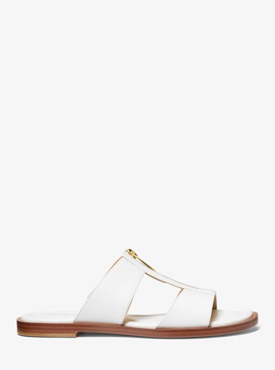 Berkley Leather Slide Sandal in OPTIC WHITE | Michael Kors