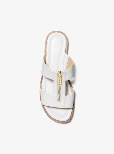 Berkley Leather Slide Sandal in OPTIC WHITE | Michael Kors
