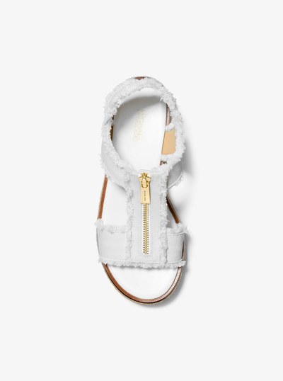 Berkley Frayed Denim Espadrille Sandal in OPTIC WHITE | Michael Kors