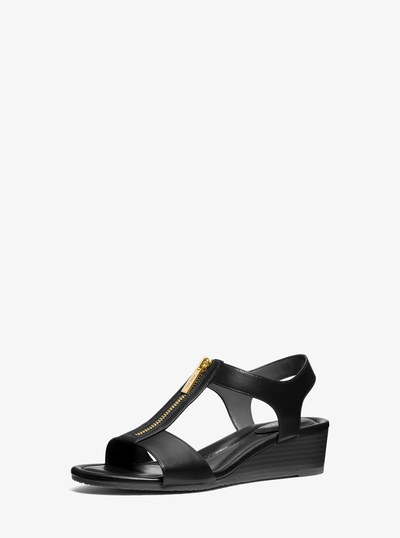 Berkley Leather Wedge Sandal in BLACK | Michael Kors