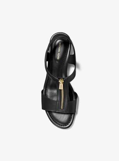 Berkley Leather Wedge Sandal in BLACK | Michael Kors