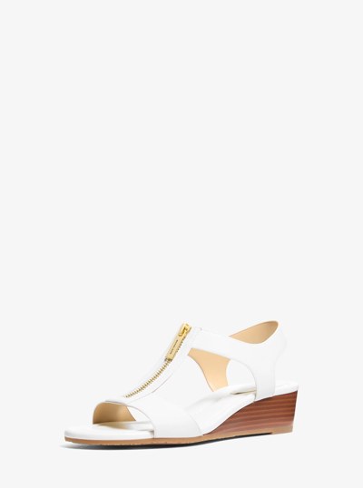 Berkley Leather Wedge Sandal in OPTIC WHITE | Michael Kors