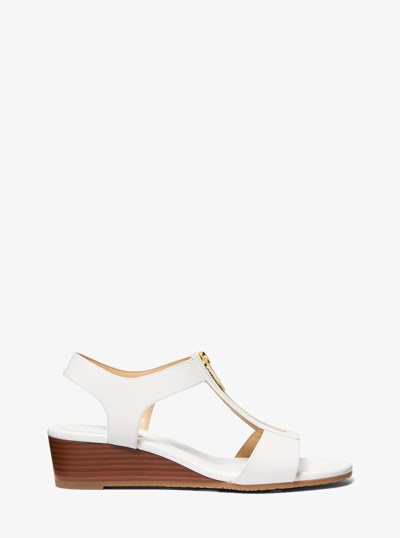 Berkley Leather Wedge Sandal in OPTIC WHITE | Michael Kors